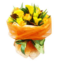 Passionate Composition of Seasonal Yellow and Orange Flowers