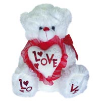 Fabulous White Teddy Bear with a Love Heart