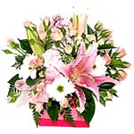 Pretty Pink and White Box Arrangement