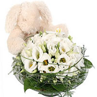 A cute decoration for baby with beautiful beige bunny. The decoration is made wi...