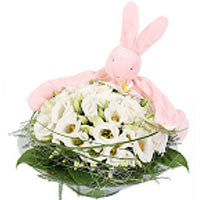 A cute decoration for a baby girl with lovely pink bunny that is both cuddly ted...