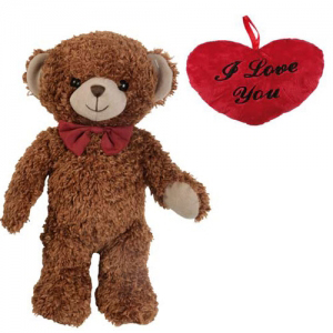 Large teddy bear size about 28 cm. Plush heart with writing I LOVE YOU approx si...