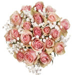 Enchanting 20 Pink Fairtrade Roses with Bridal Veil