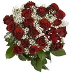 Heavenly Bunch of 20 Fairtrade Red Roses with Bridal Veil