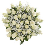 Expressive Bouquet of 40 White Fairtrade Roses with Bridal Veil