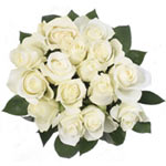 Ravishing Bouquet of 15 Pure White Roses