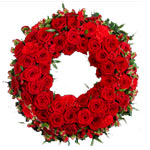 Heavenly Heights Wreath of Red Roses and Seasonal Flowers