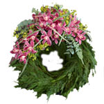 Breathtaking Krone Wreath of Seasonal Flowers in Dark Pink