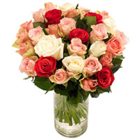Petite Bouquet of Red, Pink and White Roses