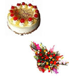Ecstatic Cake and Flower Arrangement for Big Celebration