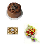 Ravishing Chocolate Cream Cake Cake with Regal Roses and Luscious Chocolates