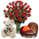 Aromatic Roses in Vase and Chocolate