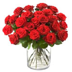 24 Red Roses Of Vase