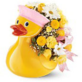 Welcome the new baby to the flock with flowers in a wonderfully whimsical cerami...
