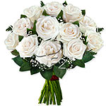 Dozen of Fabulous White Virgin Roses Bouquet