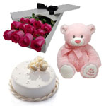 Beautiful Rose Bear Bouquet with Delight Cake