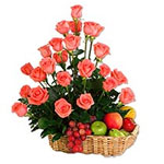 Awesome Roses N Fruits Basket
