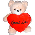 Teddy bear (18.5 Tall) with red heart pillow.......  to Laoag