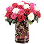 Two dozen of red, white & pink roses in a vase.......  to Silay_Philippine.asp