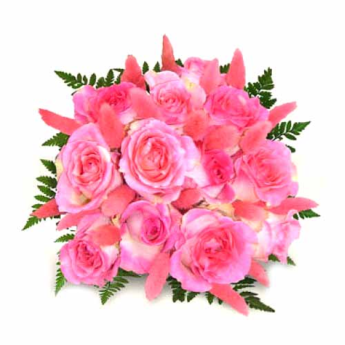 One dozen fresh cut pink roses artfully arranged i......  to Marikina