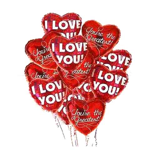 I love you balloons. 6 pcs heart shaped balloons.......  to Valencia