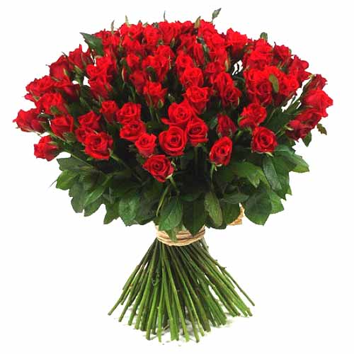 101 pcs long stemmed fresh cut deep red roses in a......  to Oroquieta