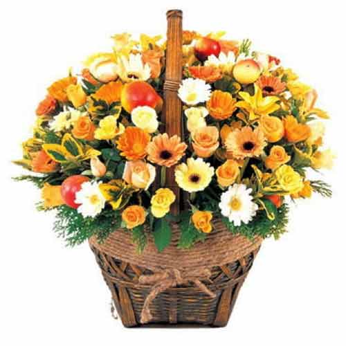Arrangement of Full Mixed Flowers in a Basket.<br>......  to Cavite