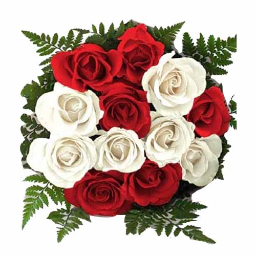 One dozen red & white mix roses in a bouquet.......  to Mandaluyong