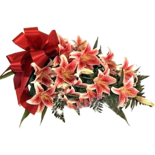 Stunning bouquet of fresh, wrapped stargazer lilies!