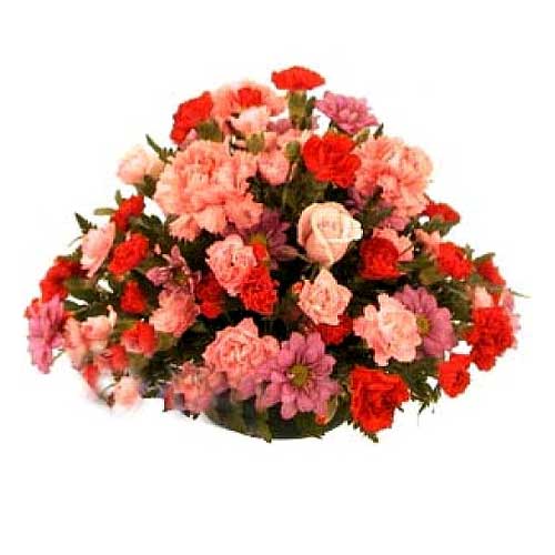 Rounded centerpiece arrangement in red and pink to......  to Digos_Philippine.asp