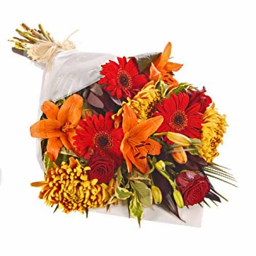 Mixed Fresh Flowers in a Bouquet.<br>- Red Gerbera...