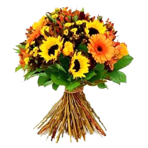 One Dozen of Mixed Sunflower & Gerbera in a Bouque......  to Victorias