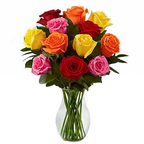 Mixed  Roses in a Vase ....