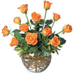 Pink -  Orange Roses In Vase