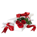 3 Red Roses In A Box