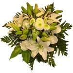 Bouquet prepared with white Asian lily, white rose...