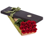 Delicate Box of 12 Red Roses