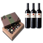 A Buffet of 3 Red Wine Bottles and Chocolate Box