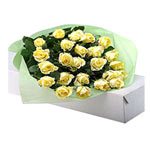 Expressive X-Mas Arrangement of 2 Dozen Yellow Roses in Vase