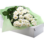Exquisite Christmas Greetings White Roses Box