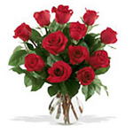 Dozen Red Roses in a Vase
