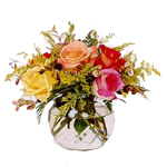 Mixed Color Roses in a Glass Vase
...