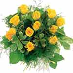 Short stemmed bouquet of yellow roses...