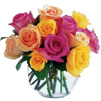 Many colors in this bright and charming bouquet made of 11 roses. Express your j...