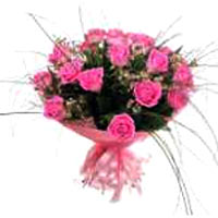 19 Pink Roses In Bouquet