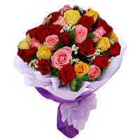 Bouquet Of 17 Mixed Color Roses