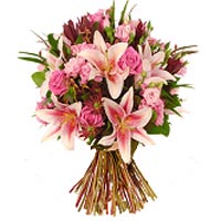 Pink roses and lilies