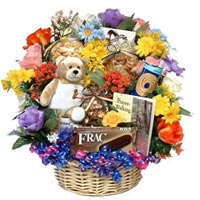 We're really mixing it up in this fun gift basket.......  to Sosnovyi Bor (St. Petersburg region)