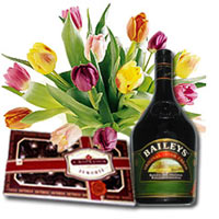Arrangement of fresh tulips, quality chocolates an......  to Vladimir