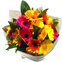 Bouquet with gerberas of all possible colors is th......  to Yakutsk